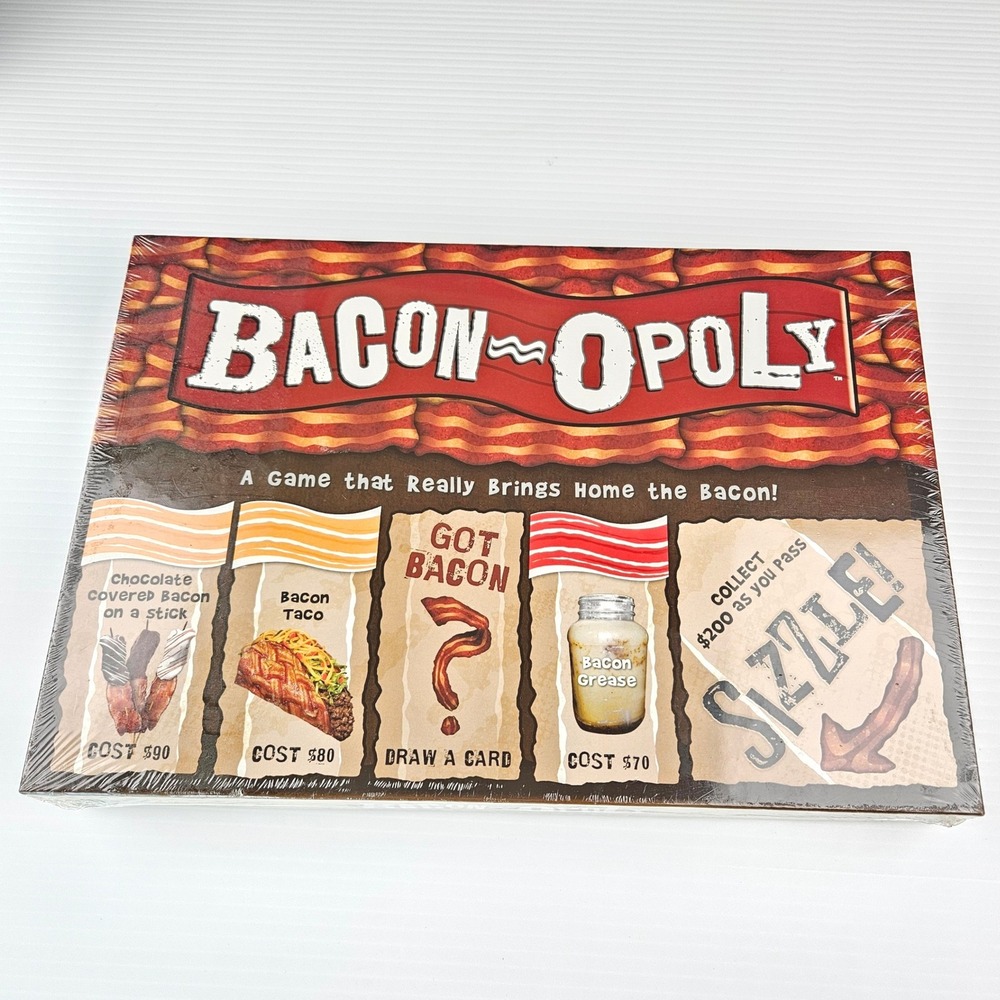 Late for the Sky Bacon-Opoly Board Game New Sealed Foodie Strategy Game 02314